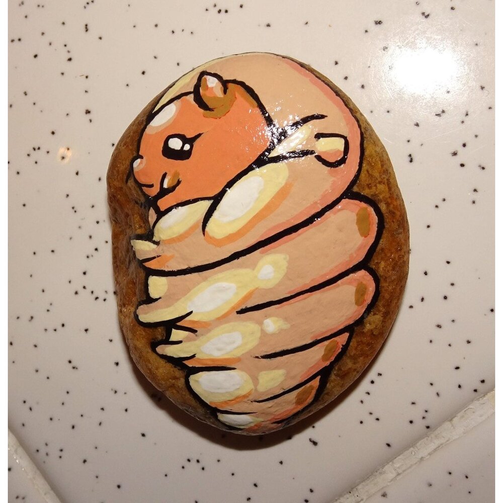 Maggie the Maggot Painted Rock oddity curiosity goth witchy funeral insect